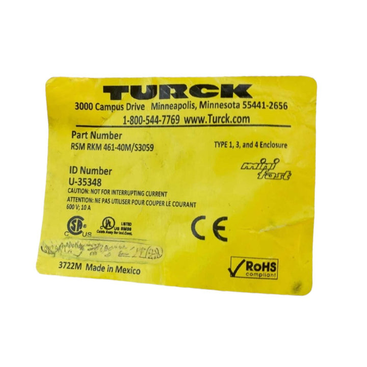 Turck Rsm Rkm 461-40m/s3059 cable de extensión industrial