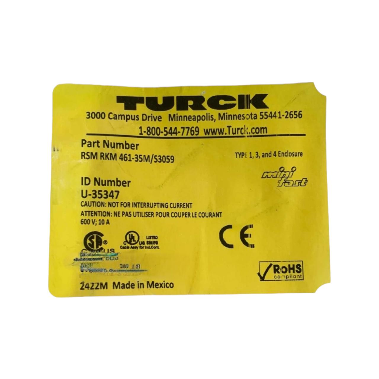 Turck Rsm Rkm 461-35m/s3059 cable de extensión