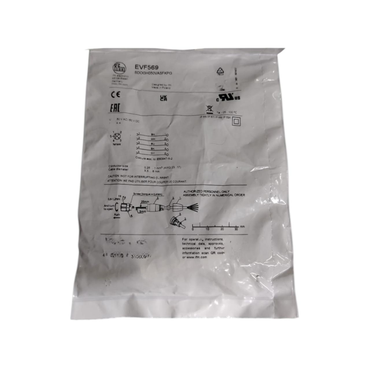 Ifm Evf569 conector hembra M12