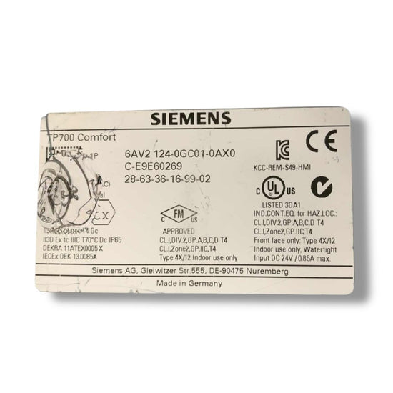SIEMENS 6AV2124-0GC01-0AX0 PANEL HMI