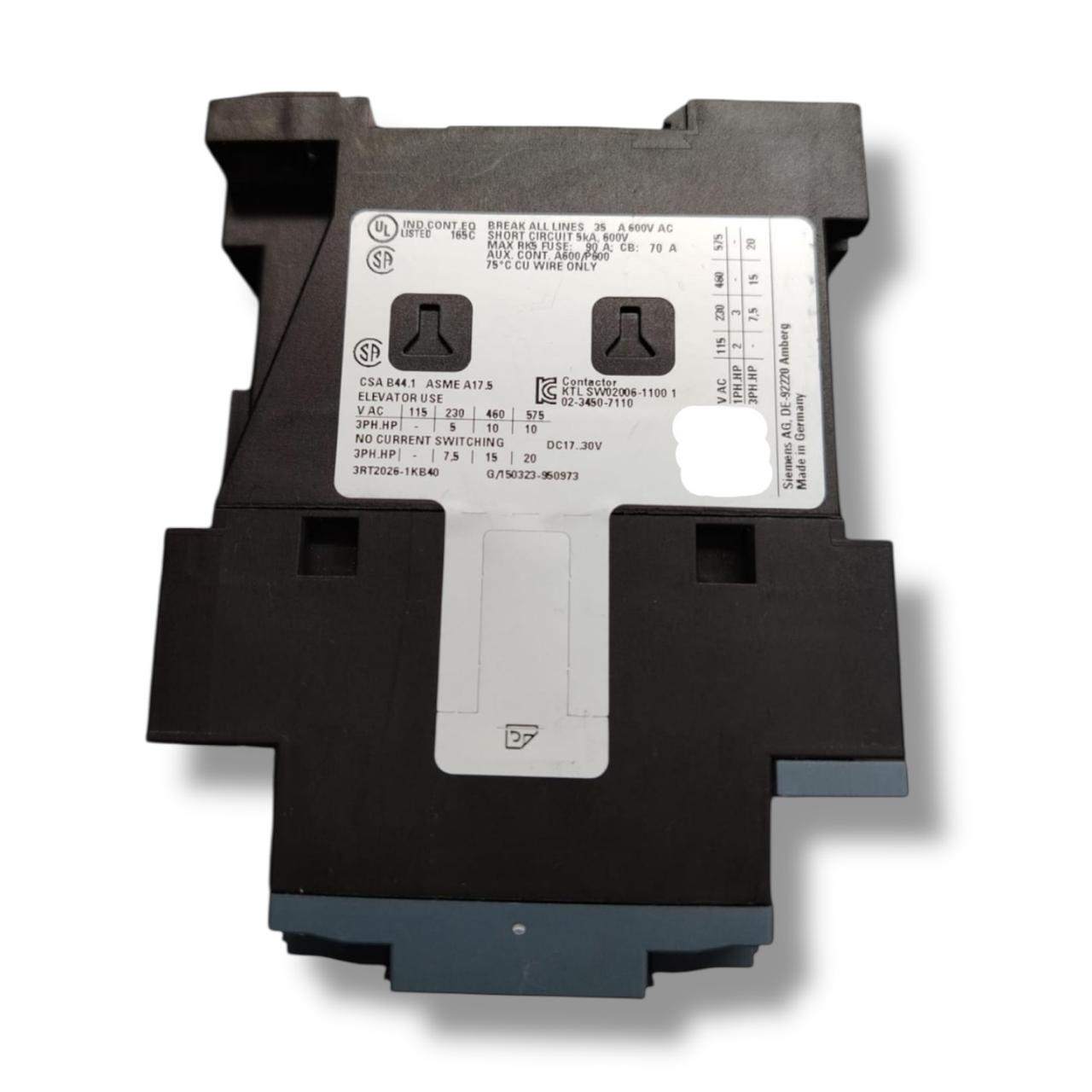 SIEMENS 3RT2026-1KKB40 CONTACTOR DE POTENCIA