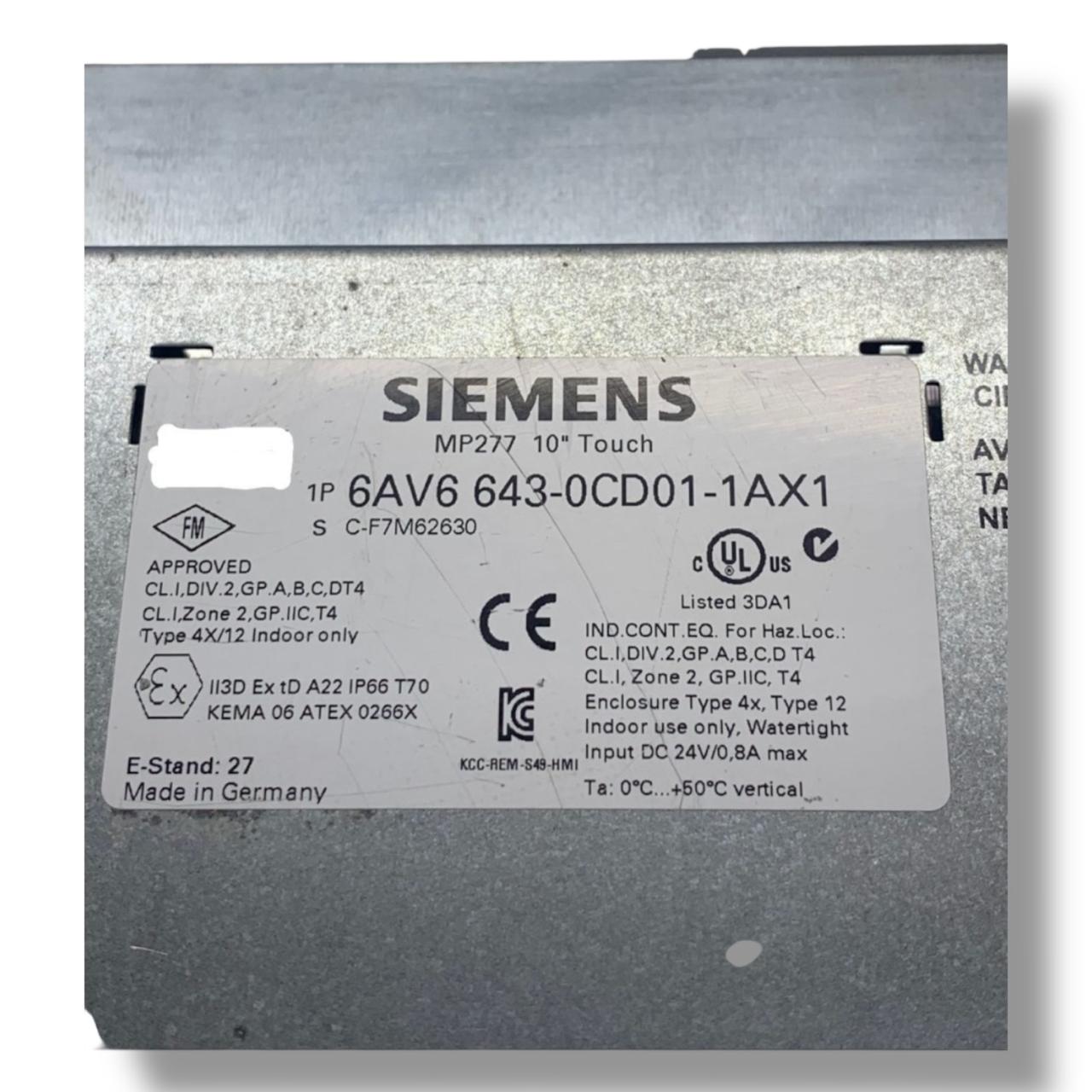 SIEMENS  6AV6643-0CD01-1AX1 PANEL TACTIL INDUSTRIAL USADO FUNCIONANDO CON DETALLE