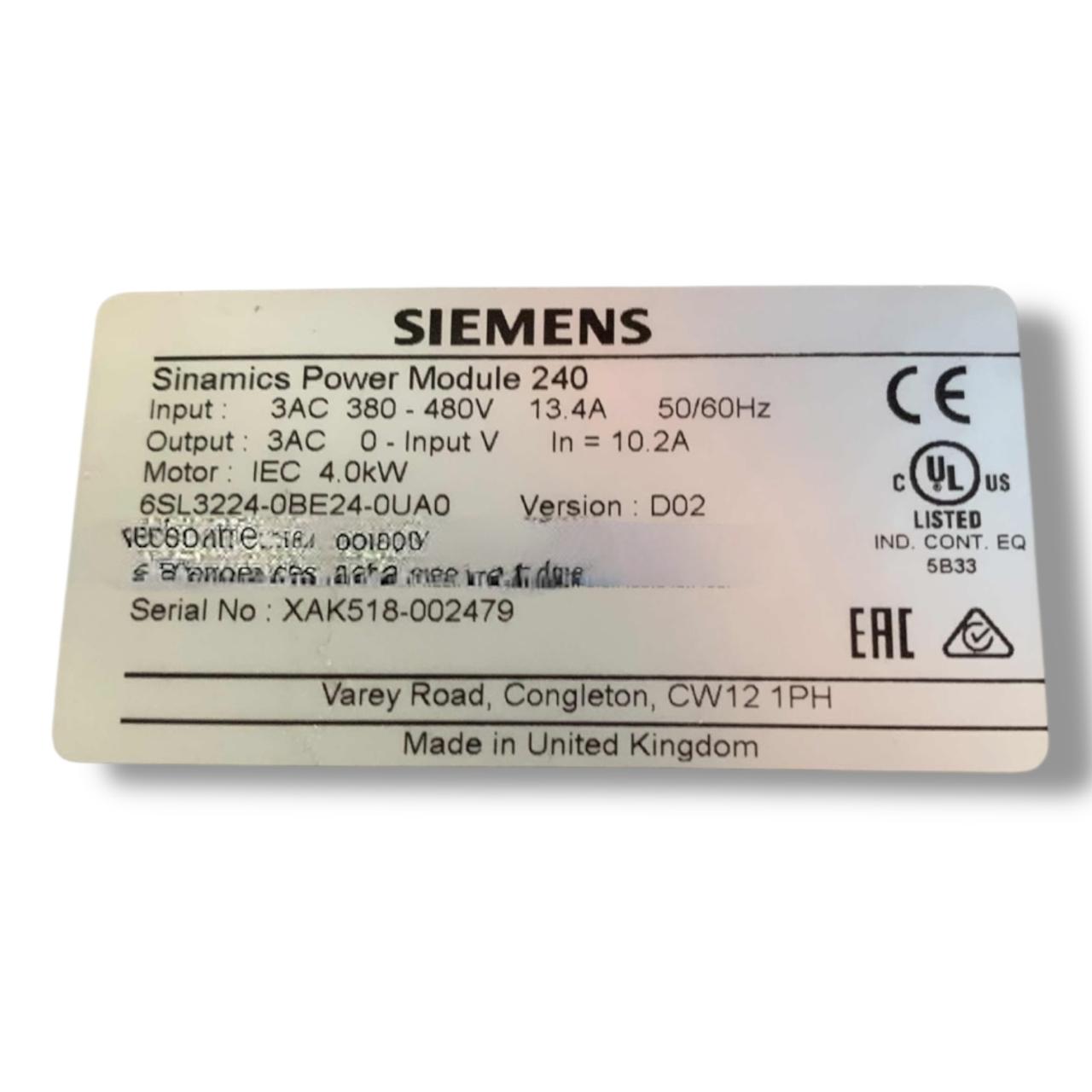 SIEMENS 6SL3224-0BE24-0UA0 MODULO DE POTENCIA