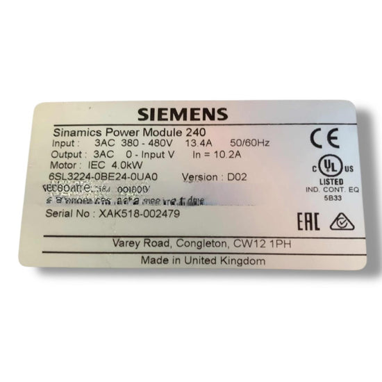 SIEMENS 6SL3224-0BE24-0UA0 MODULO DE POTENCIA