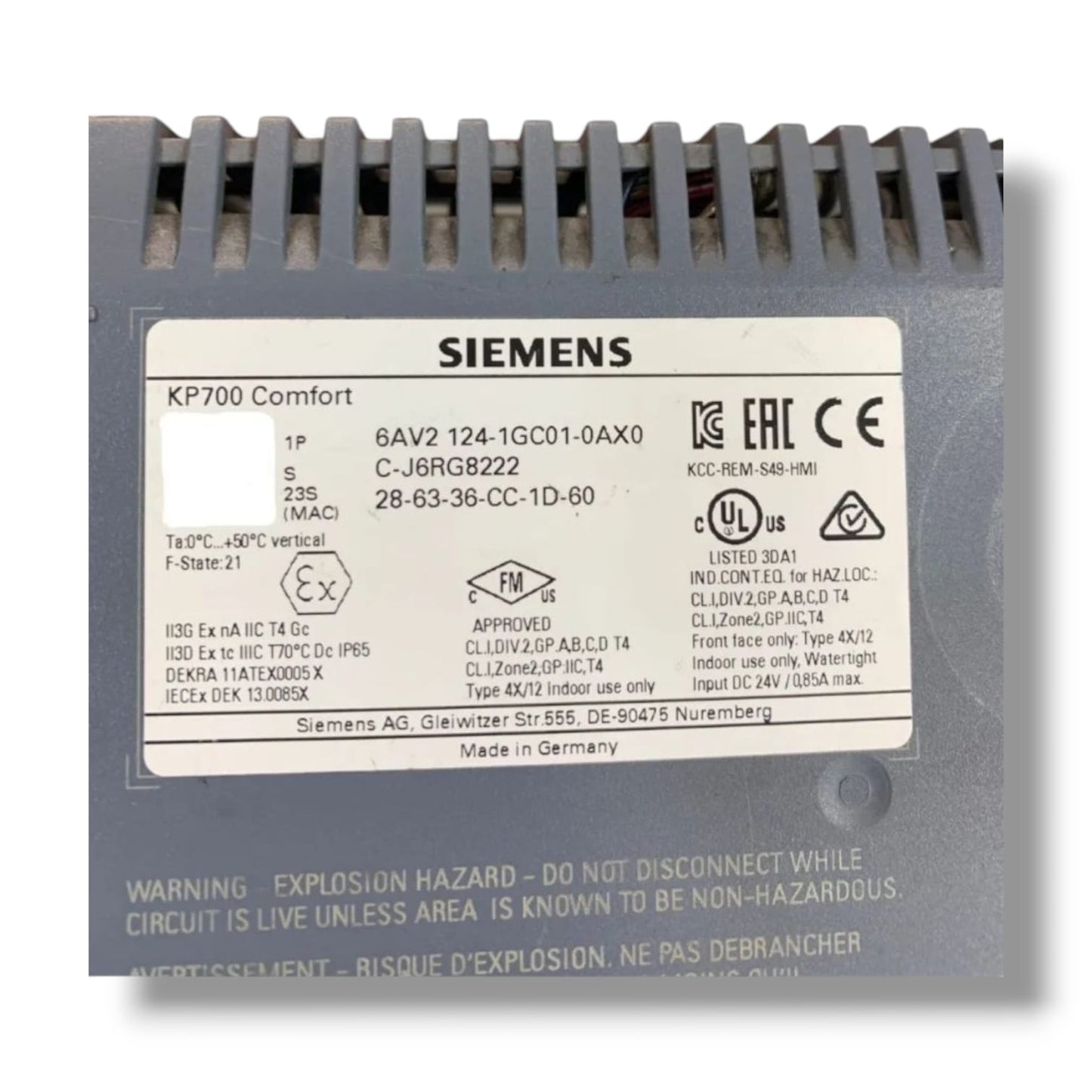 SIEMENS 6AV2124-1GC01-0AX0 PANEL OPERADOR