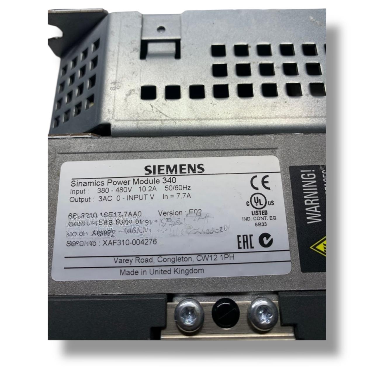 Siemens 6SL3210-1SE17-7AA0 Ver. E02 es un módulo de potencia PM340