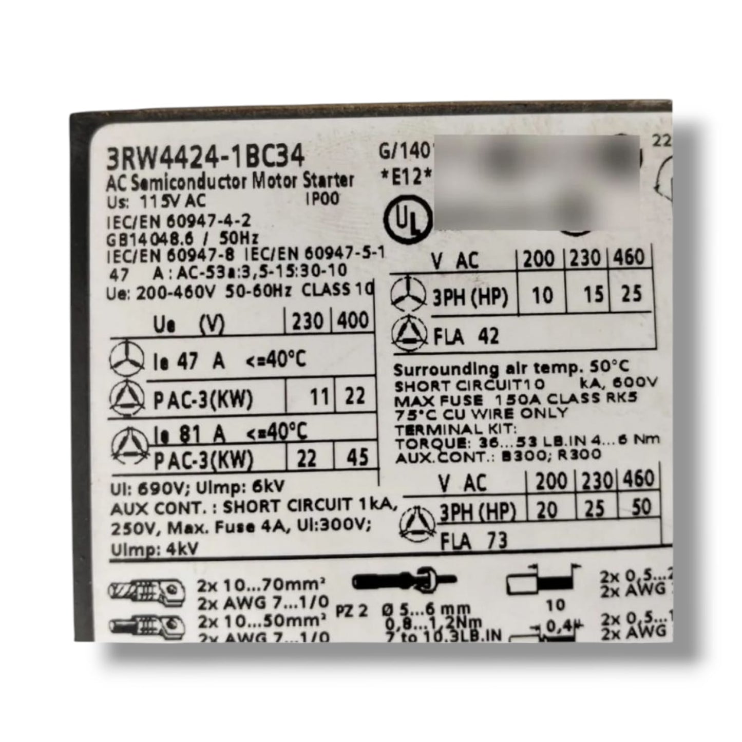SIEMENS 3RW4424-1BC34 ARRANCADOR SUAVE TRIFASICO