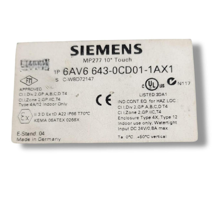 SIEMENS 6AV6643-0CD01-1AX1 PANEL TACTIL