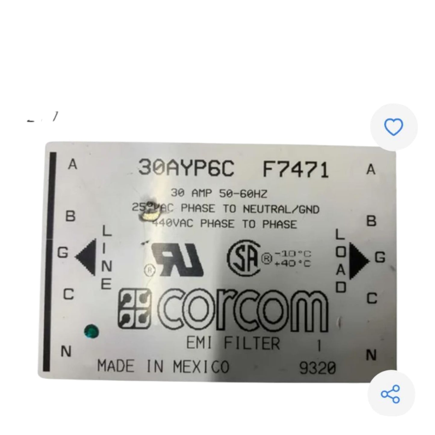 Corcom 30ayp6c F7471 Filtro