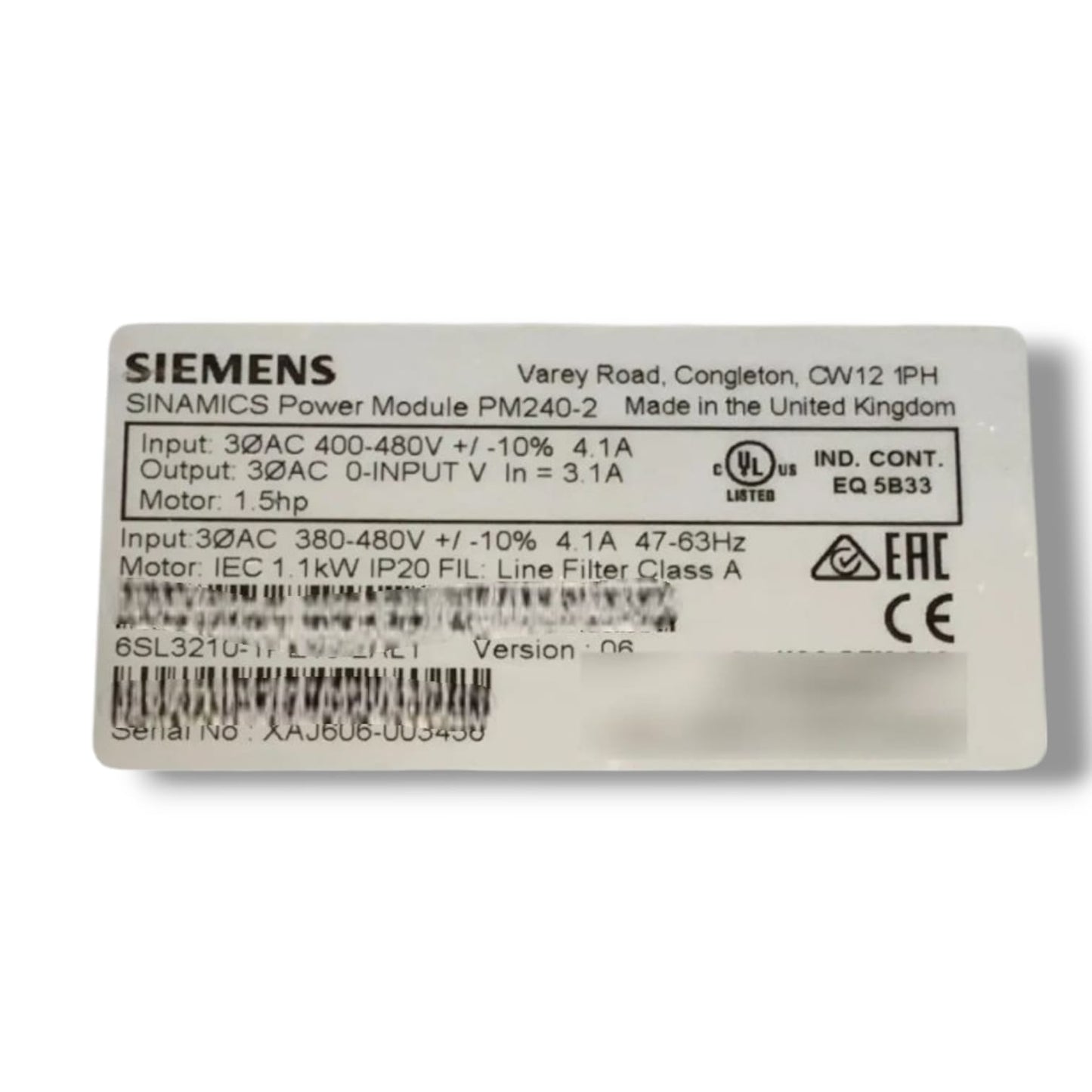 SIEMENS 6SL3210-1PE13-2AL1 DE POTENCIA