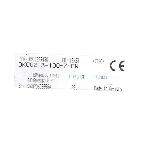 Rexroth Indramat Dkc02.3-100-7-fw controlador de accionamiento servoeléctrico