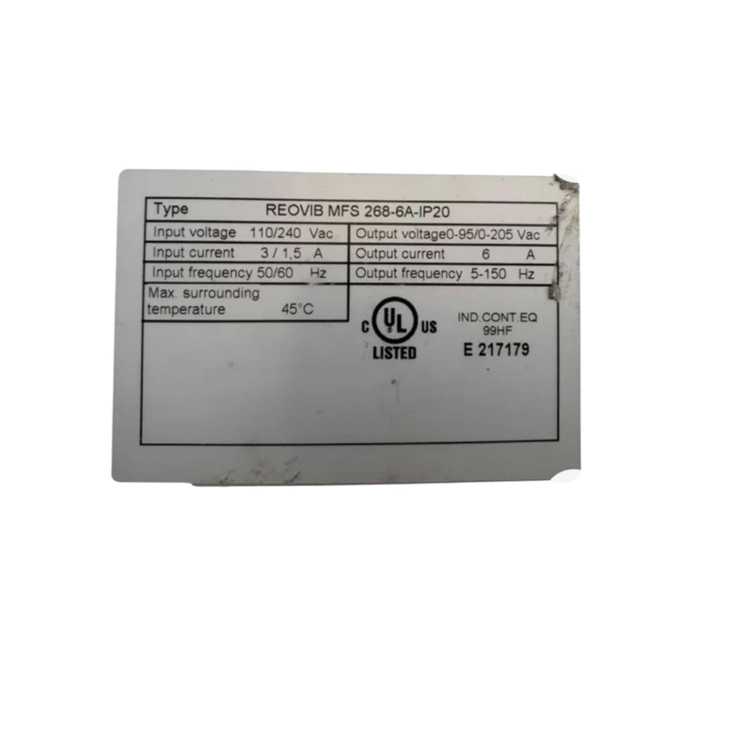 Reovib Mfs 268 Dp Ul VARIADOR