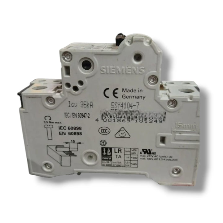 SIEMENS 5SY4104-7 MCB C4 CON 5ST3010 INTERRUPTOR AUXILIAR CON DETALLE