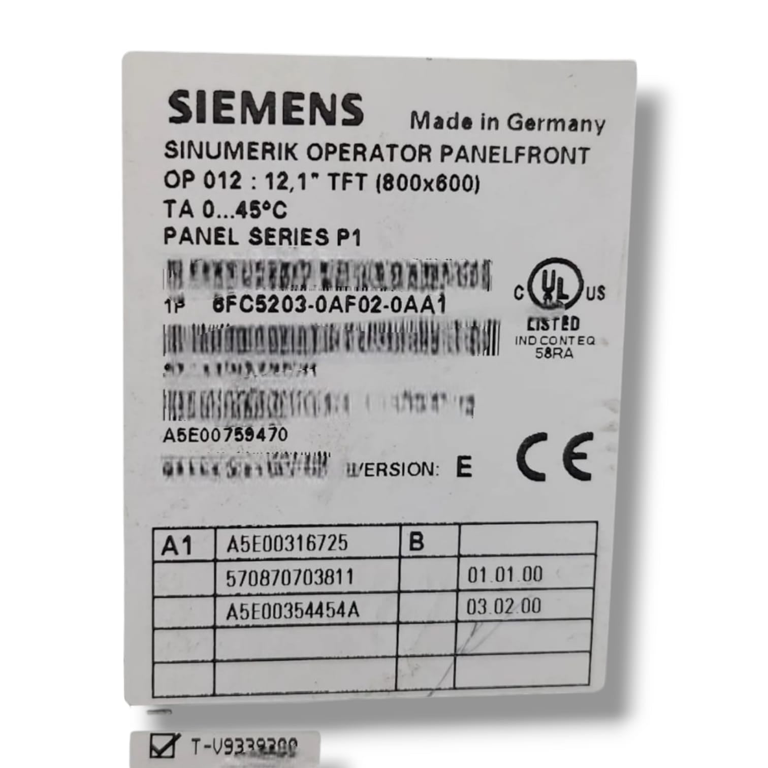 SIEMENS 6FC5203-0AF02-0AA1 PANEL OPERADOR FRONTAL