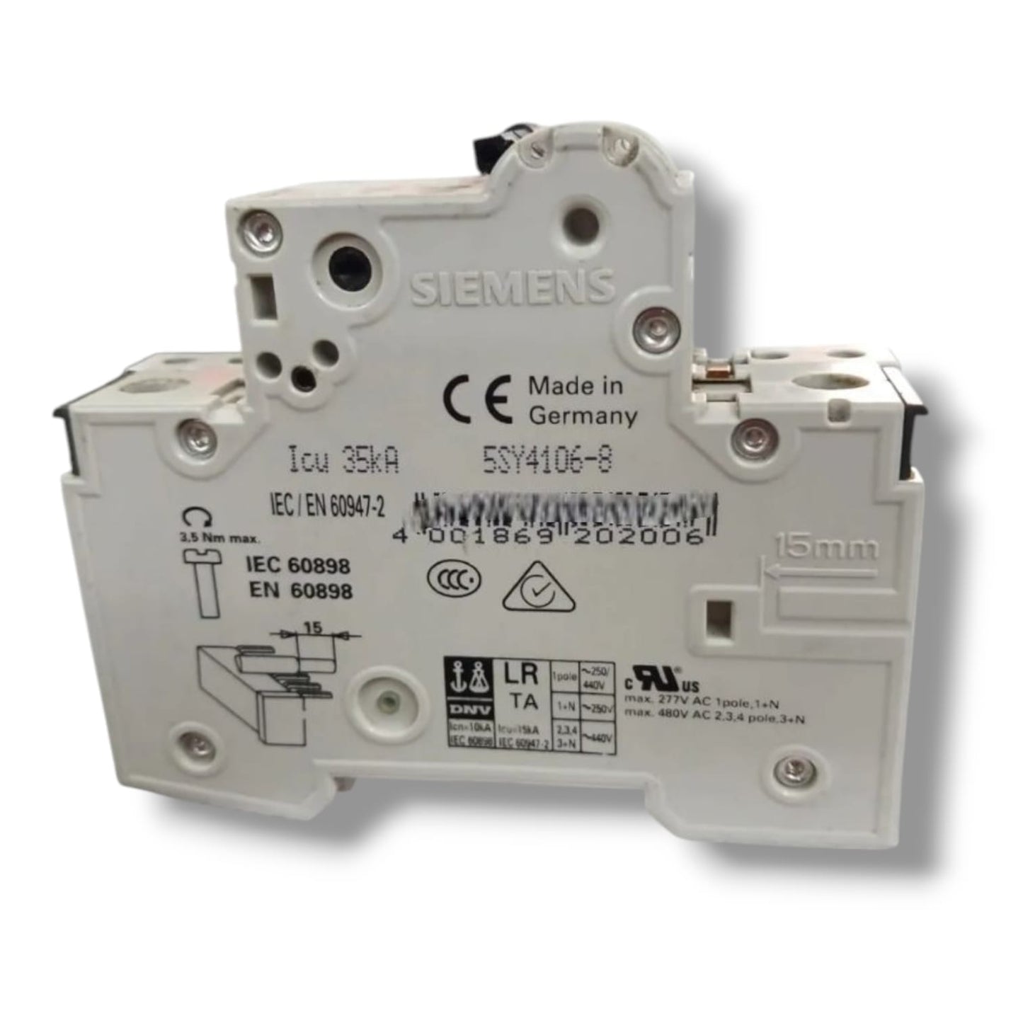 SIEMENS 5SY4106-8 MCB CON 5ST3010 INTERRUPTOR AUTOMATICO CON DETALLE