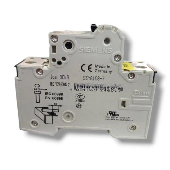 SIEMENS 5SY6103-7 MCB C3 CON 5ST3010 230/400V INTERRUPTOR AUTOMATICO
