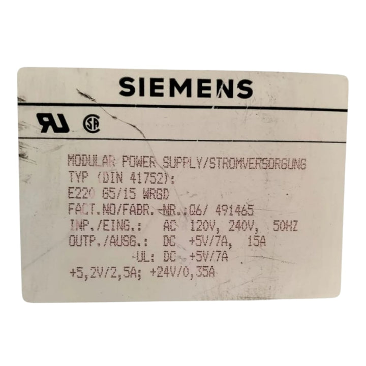 SIEMENS E220 G5/15 WRGD FUENTE DE ALIMENTACION MODULAR