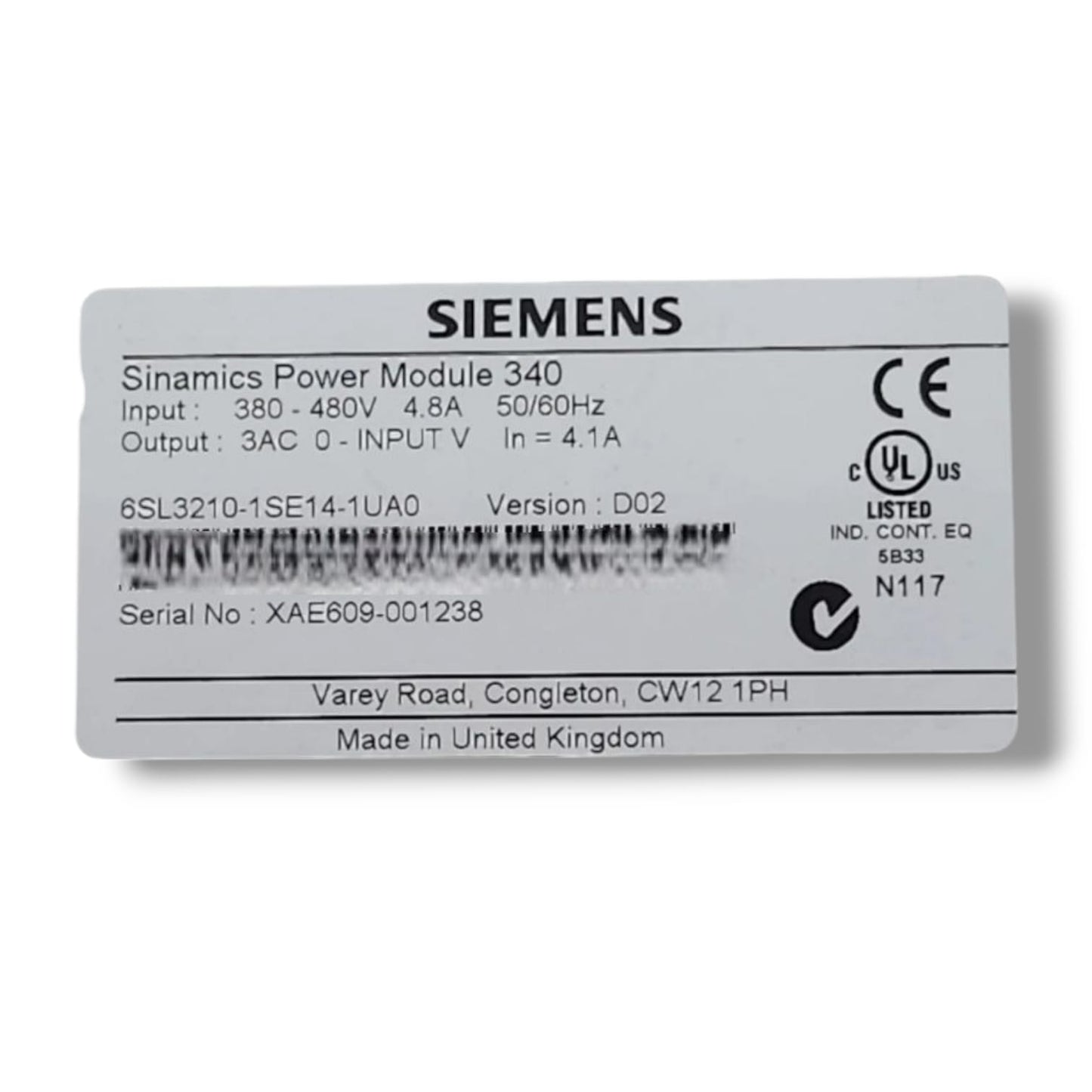 SIEMENS 6SL3210‑1SE14‑1UA0 MODULO DE POTENCIA