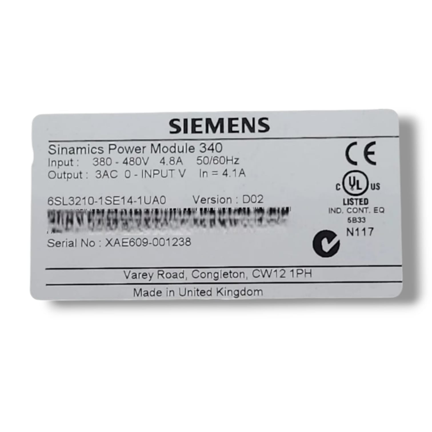 SIEMENS 6SL3210‑1SE14‑1UA0 MODULO DE POTENCIA
