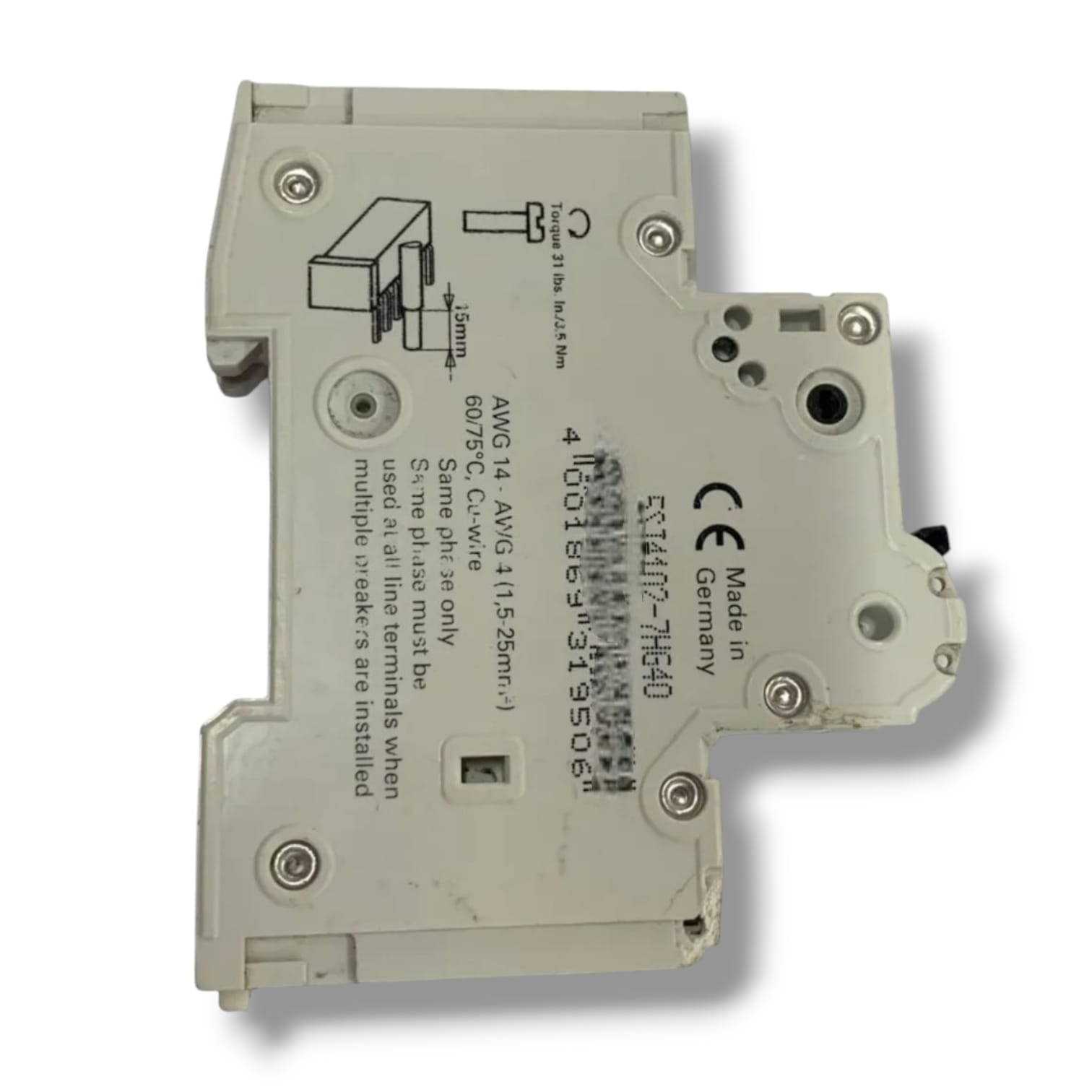 SIEMENS 5SJ4102‑7HG40 MINI INTERRUPTOR AUTOMATICO CON DETALLE