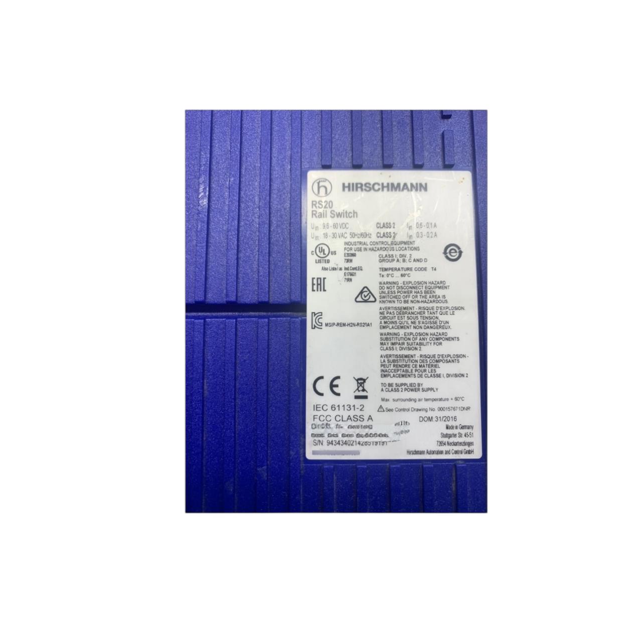 Hirschmann Rs20 Rs20-0800t1t1sdaehh09.0.04 switch Ethernet industrial