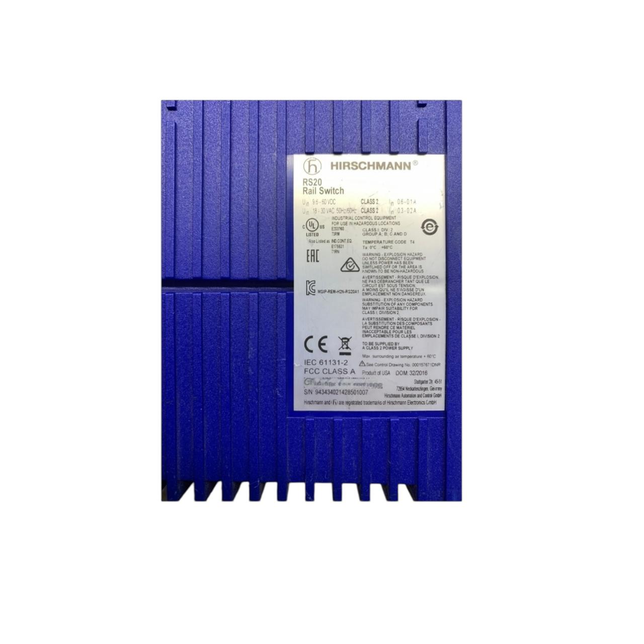 Hirschmann Rs20 Rs20-0800t1t1sdaehh09.0.04 Sin Conector switch Ethernet industrial