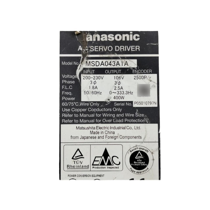 Panasonic Msda043a1a servo driver Con Detalle