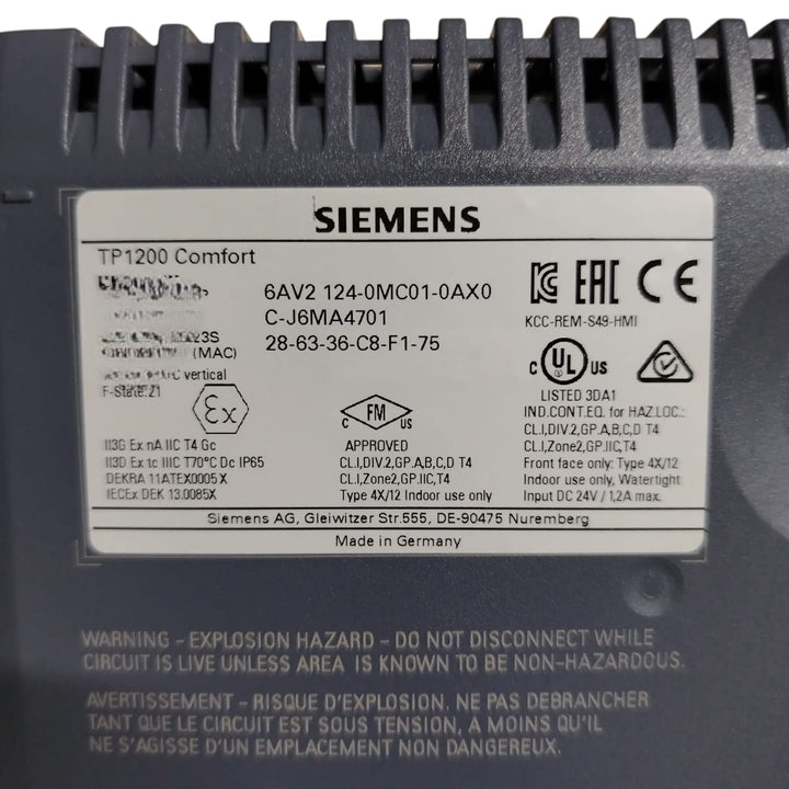 Siemens 6av2 124-0mc01-0ax0 SIMATIC HMI
