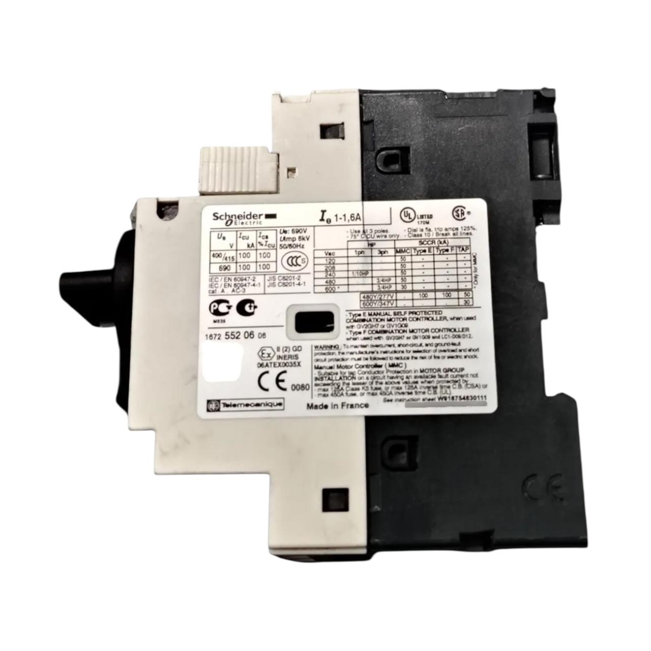 Schneider Electric Gv2-p06/1-.6a interruptor magnetotérmico