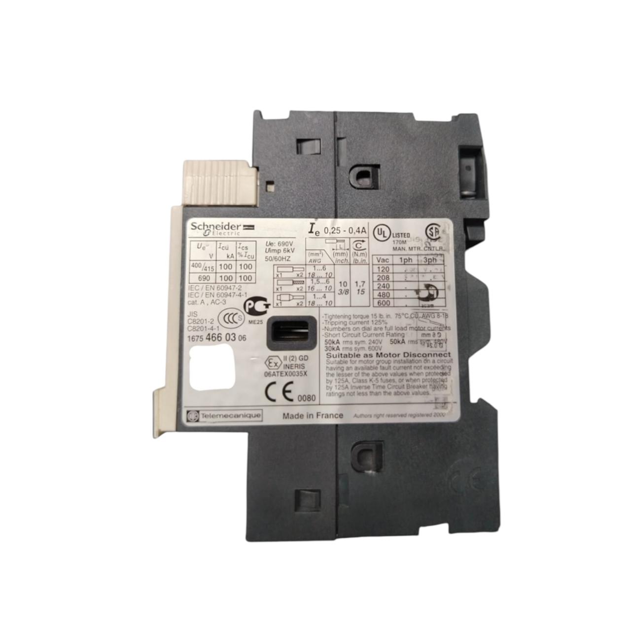 Schneider Electric Gv2me03 guardamotor manual termomagnético
