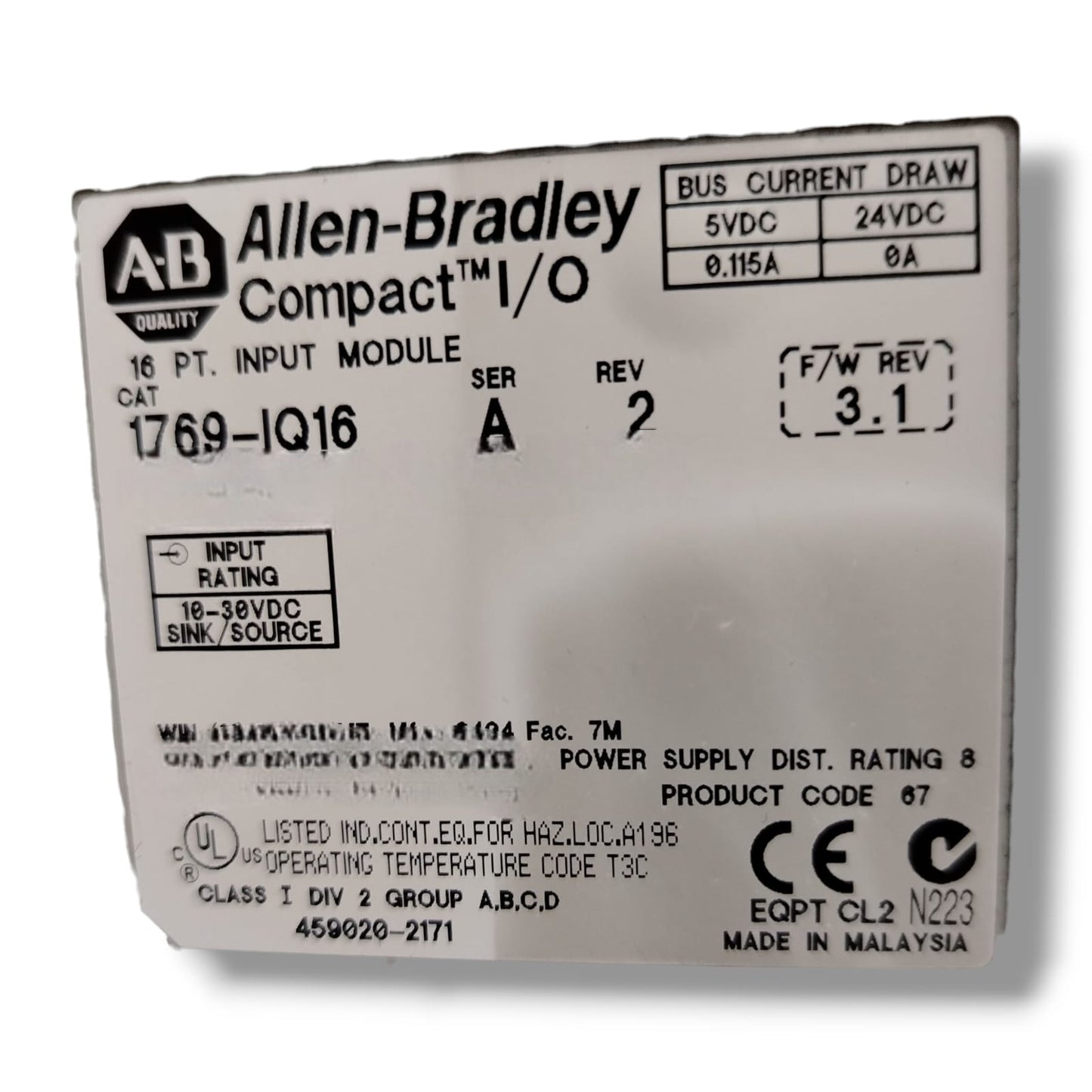 ALLEN BRADLEY 1769-IQ16 SER A REV2