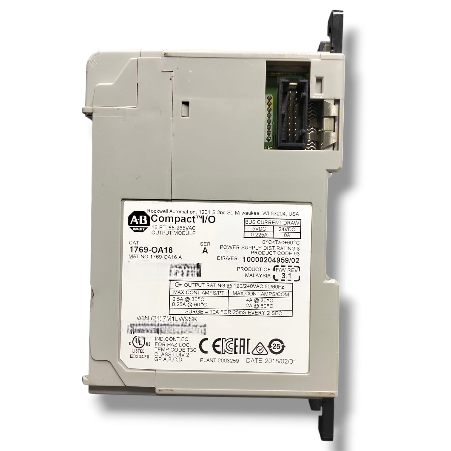 ALLEN BRADLEY 1769-OA16 MODULO DE SALIAS CON DETALLE