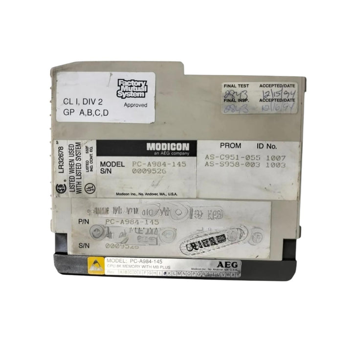 Modicon Pc-a984-145 módulo CPU Con Detalle