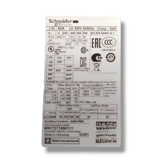 SCHNEIDER ELECTRIC LC1D40A ARRANCADOR