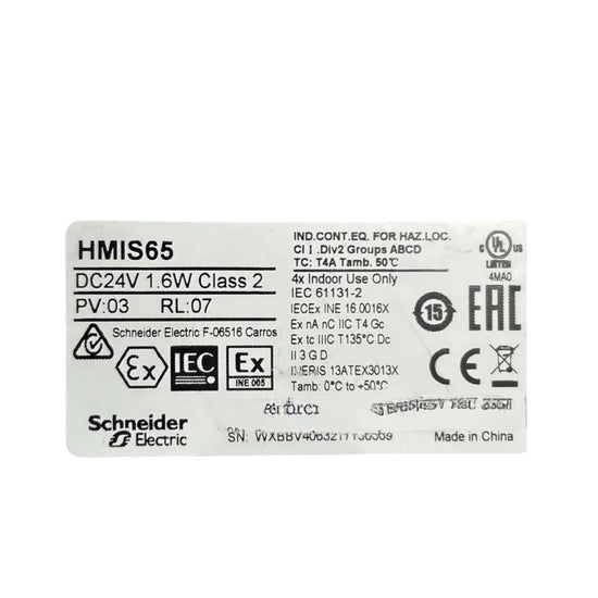 Schneider Electric Hmis65 Dc24v 1.6w Class2 módulo frontal con pantalla táctil