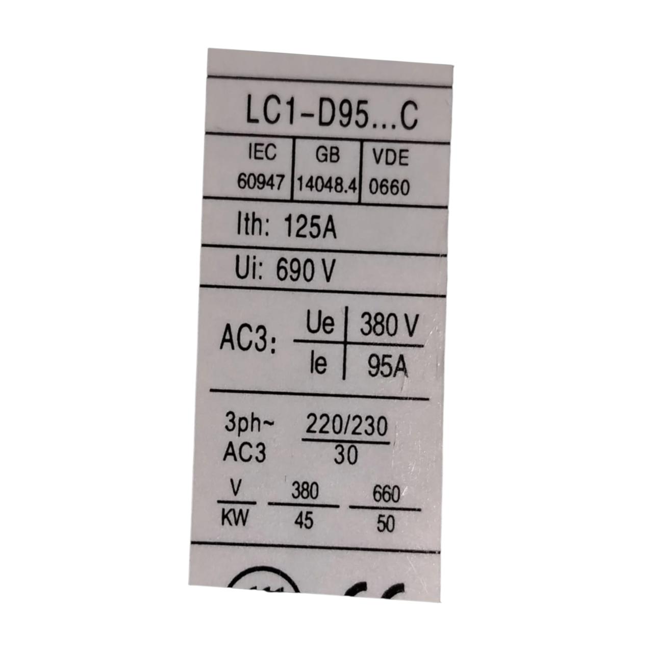 Schneider Electric Lc1d95 contactor eléctrico Con Detalle