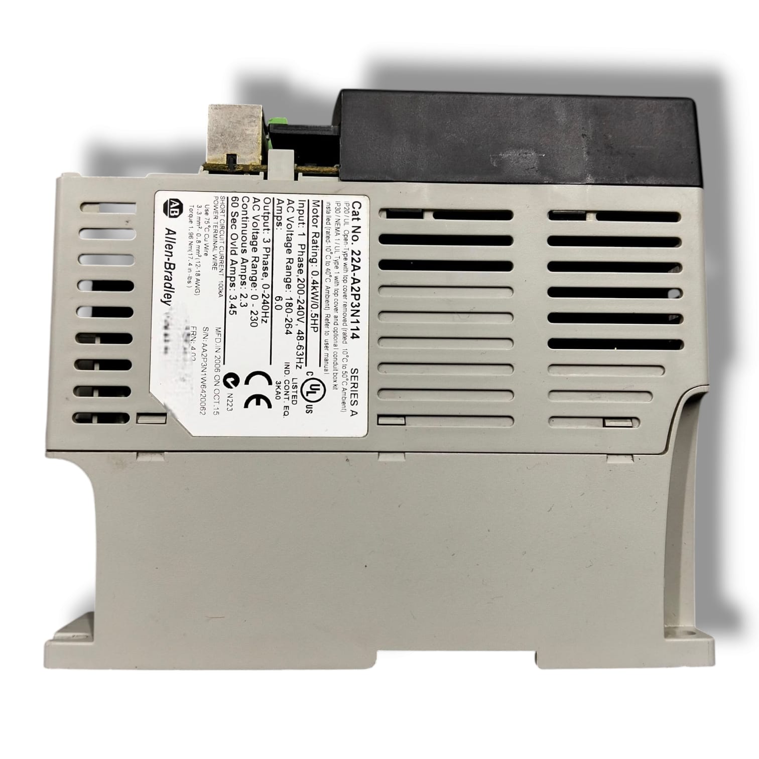 ALLEN BRADLEY 22A-A2P3N114 VARIADOR DE FRECUENCIA CON DETALLE