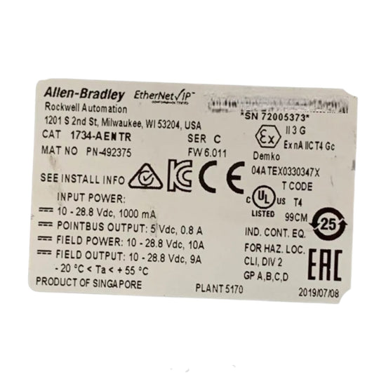 Allen Bradley 1734-aentr adaptador de red Ethernet