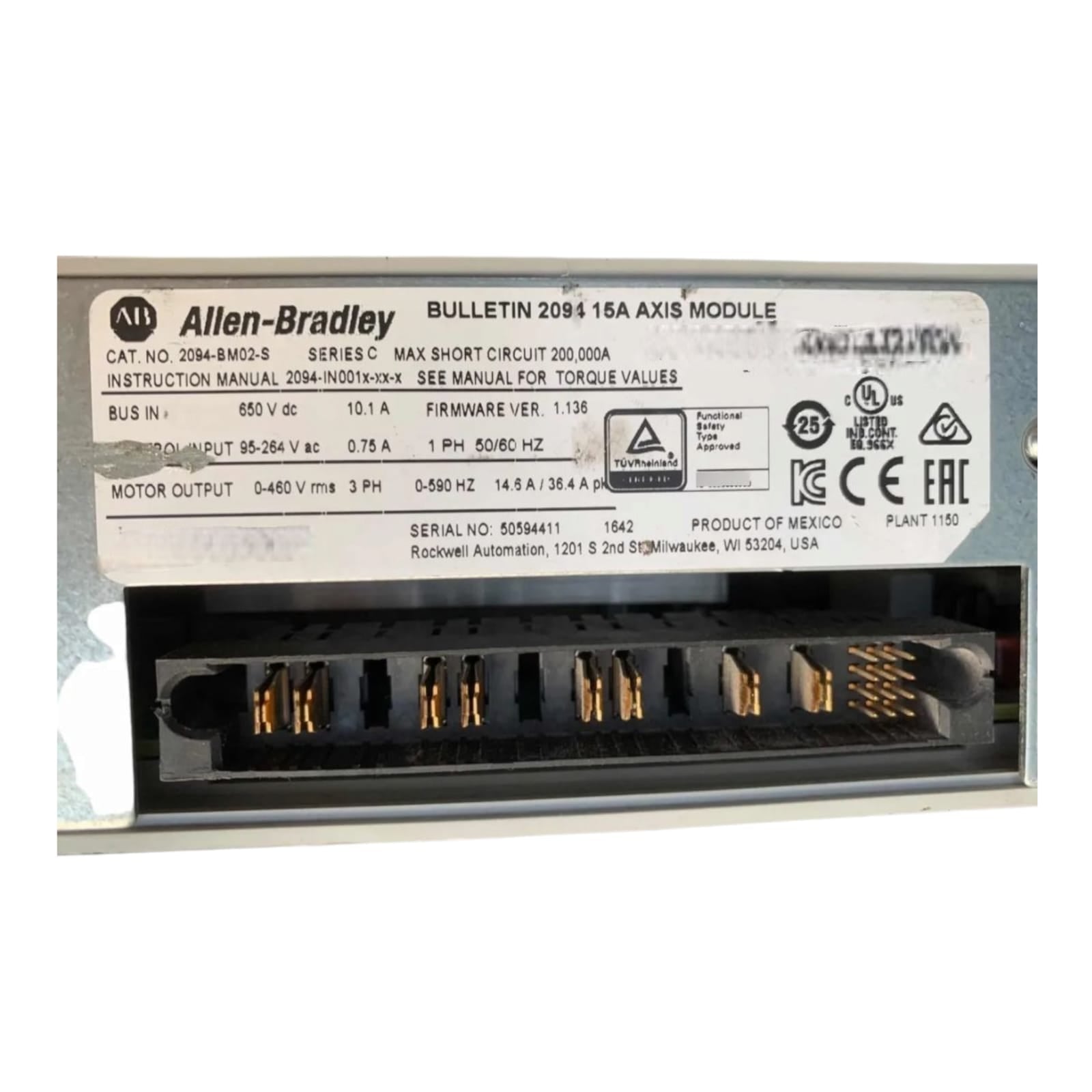 Allen Bradley 2094-bm02-s Ser.c módulo servodrive integrado