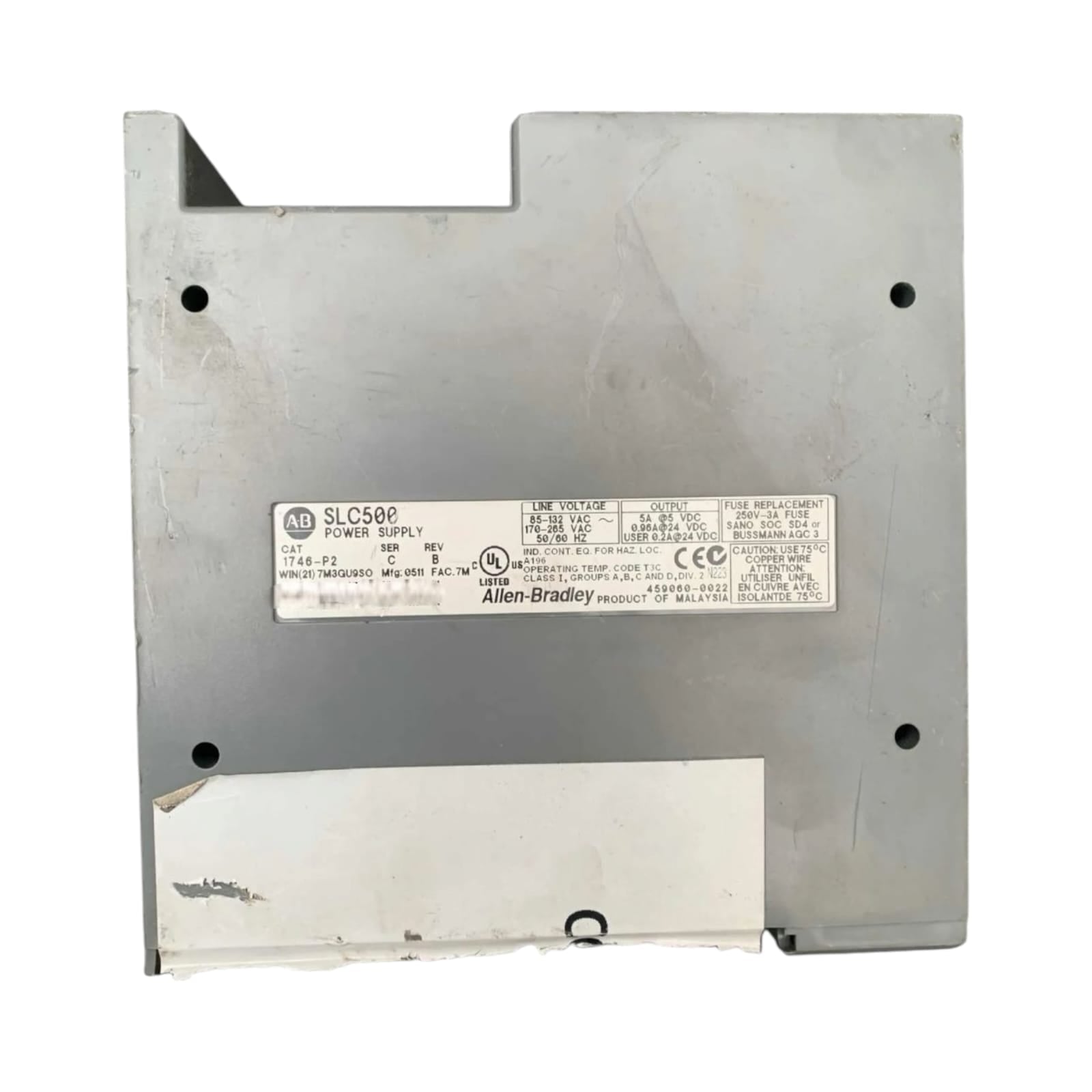Allen Bradley 1746-p2 Con Rack 1746-a7 Ser B fuente de alimentación