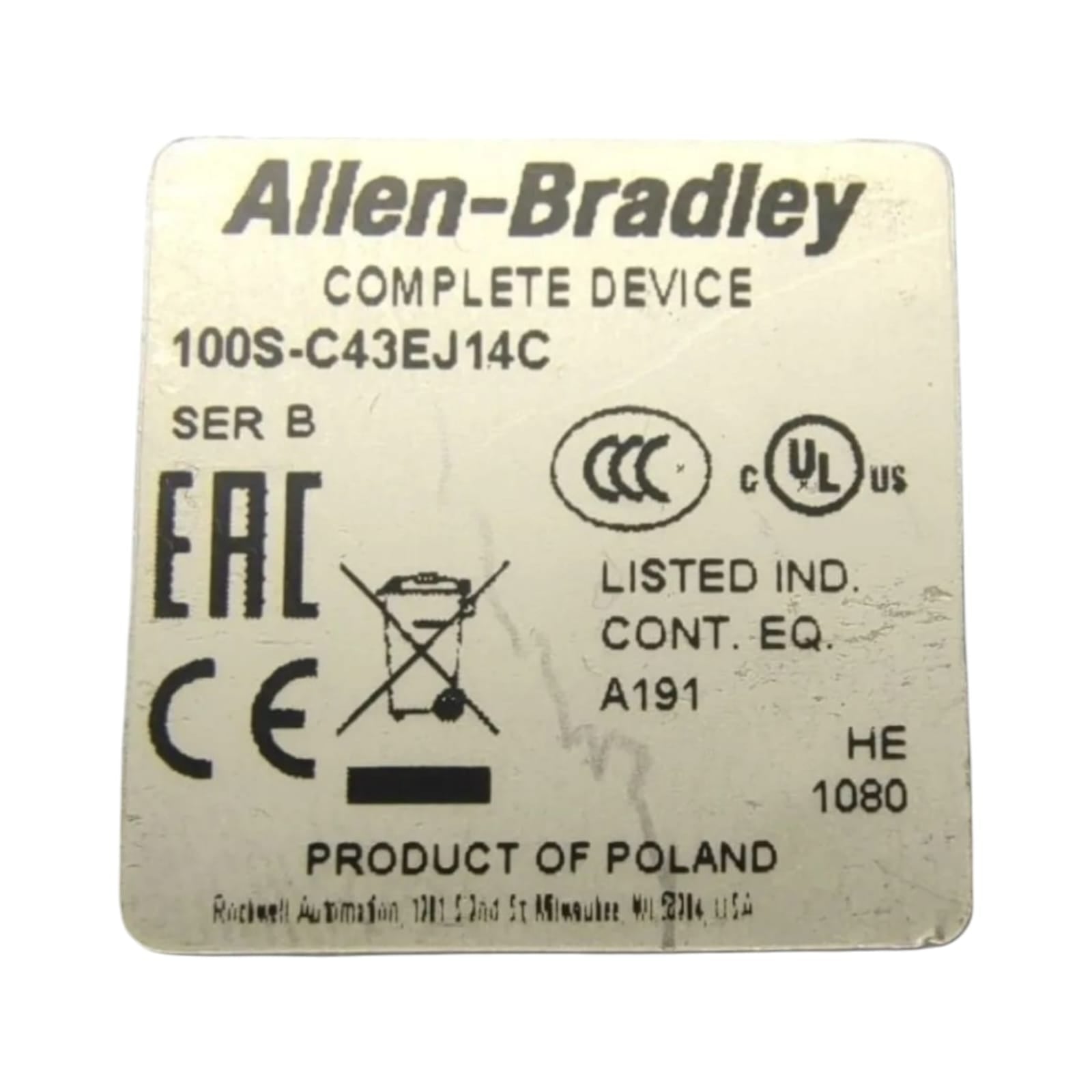 Allen Bradley 100s-c43ej14c Ser B contactor de seguridad