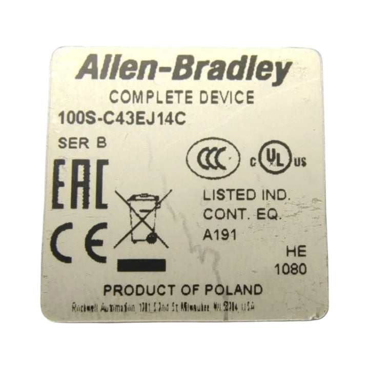 Allen Bradley 100s-c43ej14c Ser B contactor de seguridad