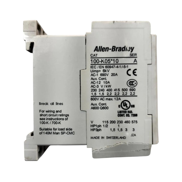 Allen Bradley 100-k05*10 Ser A contactor monofásico/trifásico Con Detalle