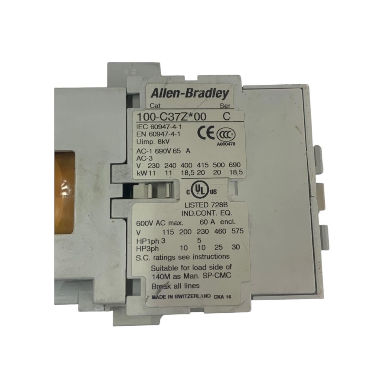 Allen Bradley 100-c37z*00 Ser C contactor trifásico IEC Con Detalles
