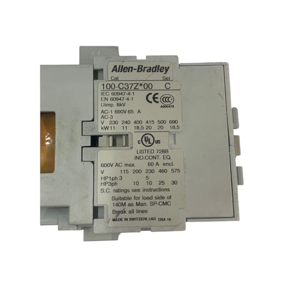 Allen Bradley 100-c37z*00 Ser C contactor trifásico IEC Con Detalles