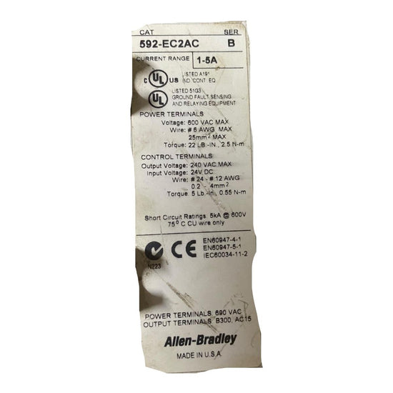 Allen Bradley 592-ec2ac relé de sobrecarga