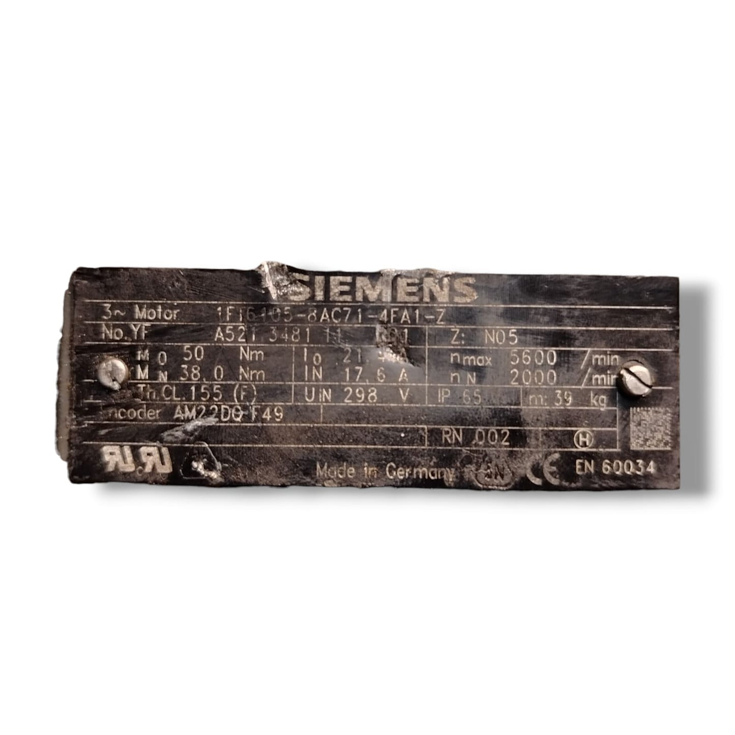 SIEMENS 1FT6105-8AC71-4FA1-Z SERVO MOTOR