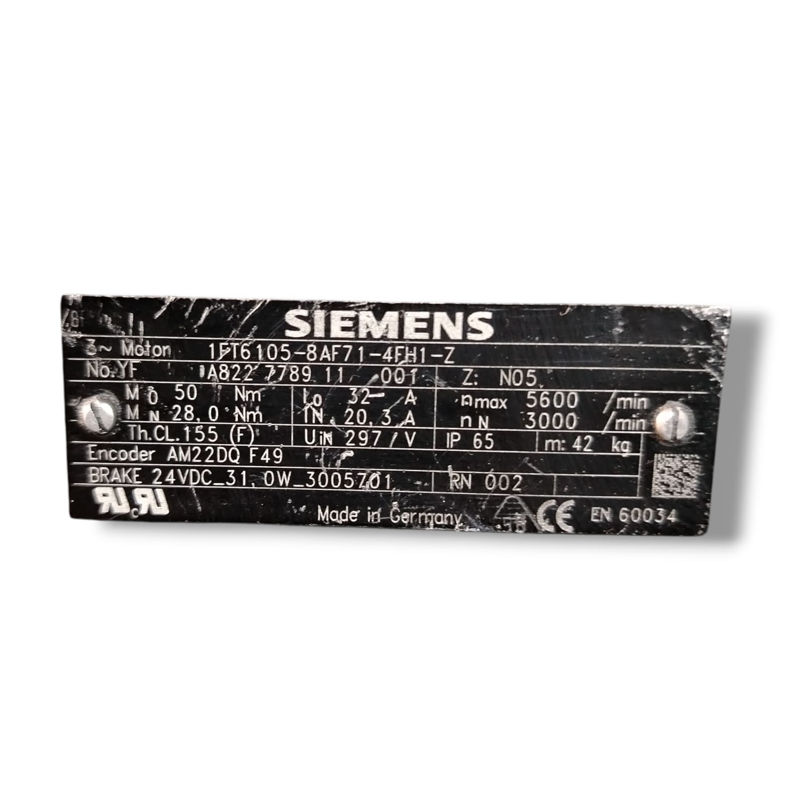 SIEMENS 1FT6105-8AF71-4FH1-Z SERVOMOTOR