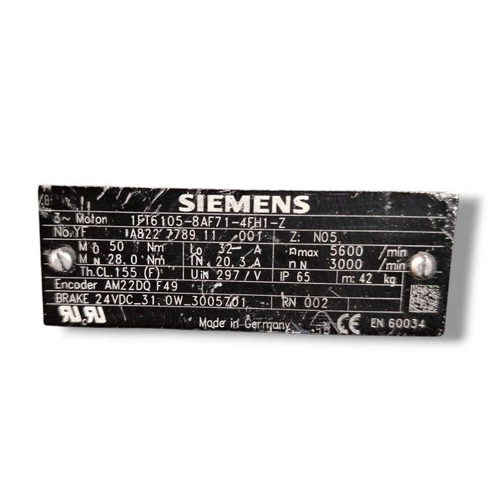 SIEMENS 1FT6105-8AF71-4FH1-Z SERVOMOTOR