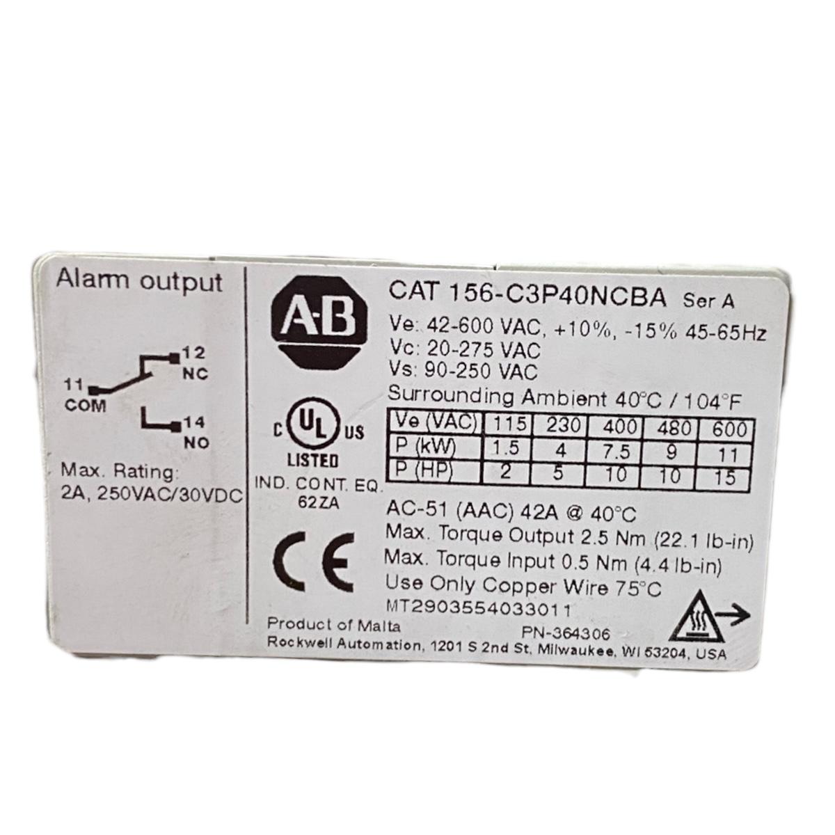 Allen-bradley 156-c3p40ncba contactor de estado sólido trifásico